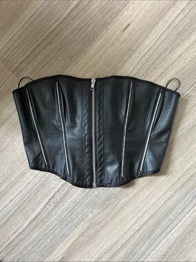 Black Faux Leather Corset Top, Dangerfield
